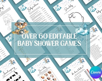 Editable Baby Shower Games Bundle, Printable Activities, Fun Games (Digital Download