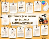 Halloween Baby Shower Games, Printable Baby Games, Editable A Little Boo Baby Shower Games, Gender Neutral, A Baby Is Brewing, Baby Bingo