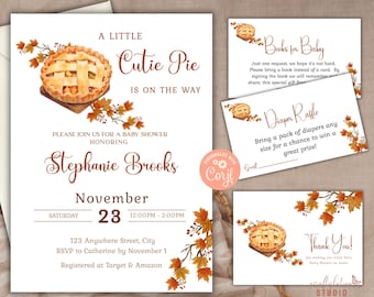 Cutie Pie Baby Shower Invite, Cutie Pie Baby Shower Bundle, Fall Baby Shower Decoration, Fall Baby Shower, Baby Shower Invite Download