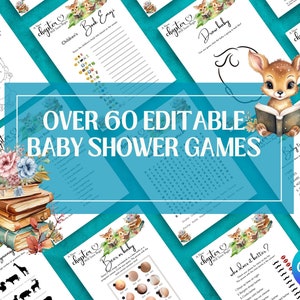 Pacchetto giochi per baby shower Storybook, gioco Name The Storybook, tema del nuovo capitolo per baby shower, download immediato, quiz sui bambini, giochi modificabili
