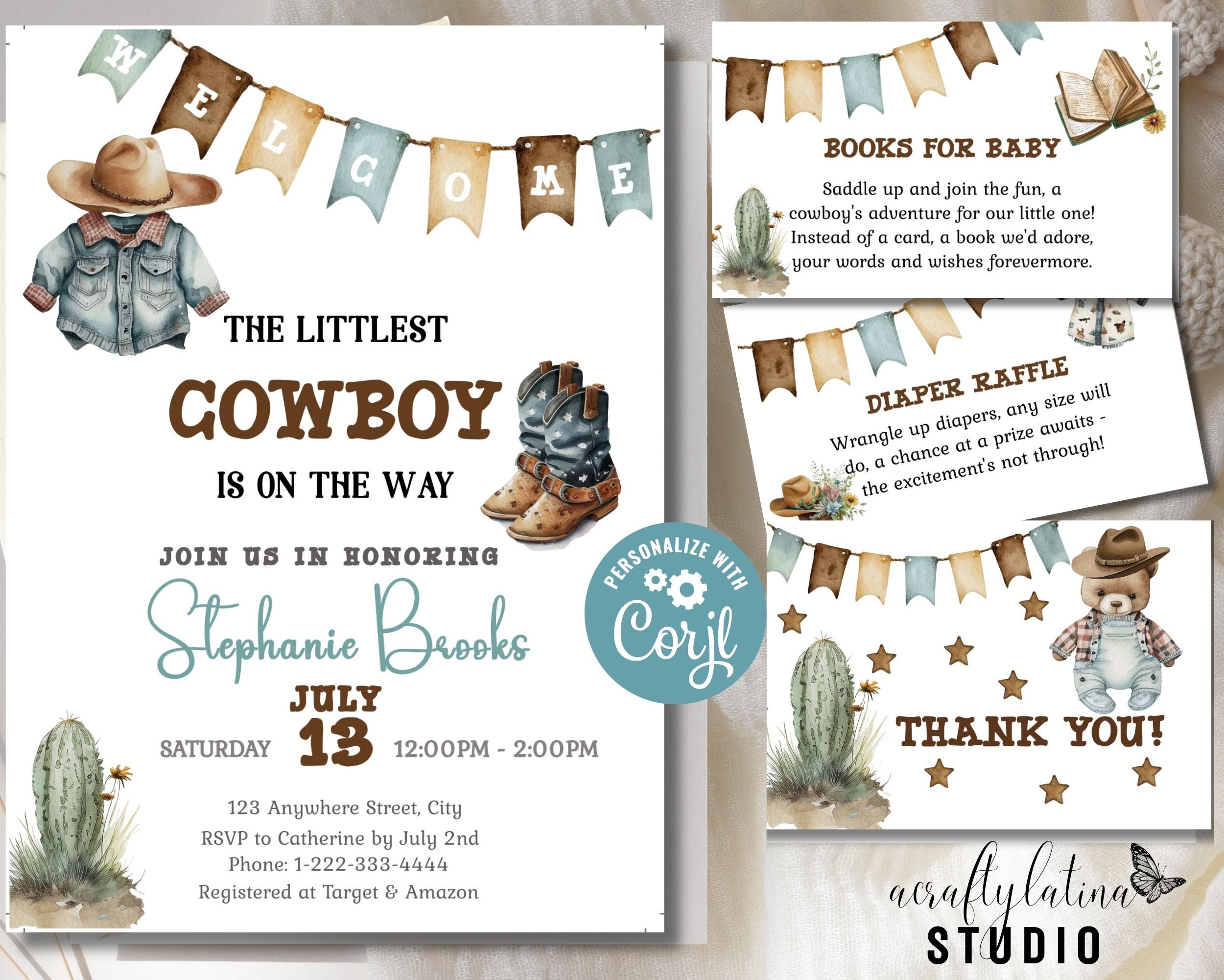 Cowboy Baby Shower Invitation Western Baby Shower Wild West photo