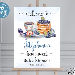 Sweet Little Berry Baby Shower Welcome Sign, Blueberry Baby Shower Sign, Boy Bear Baby Shower Welcome Sign, Large Welcome Sign