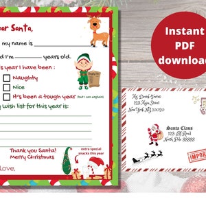 Carta a Papá Noel con sobre