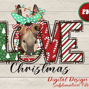 Diseño de sublimación PNG de burro navideño para taza, suéter o incluso una tarjeta