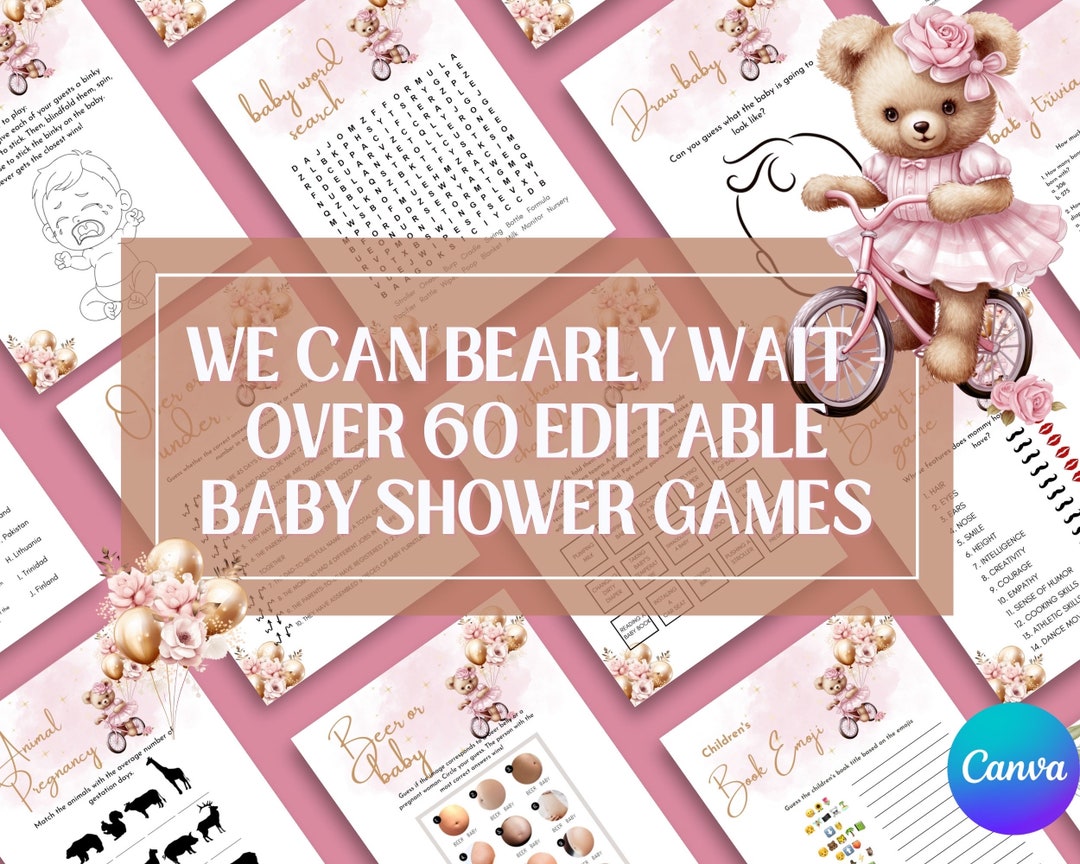 We Can Bearly Wait Baby Shower Games, Instant Download, Printable Game ...