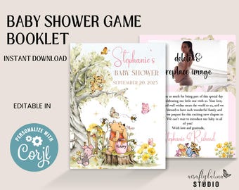 Winnie the Pooh Baby Shower Games, Editable Game Booklet, Instant Download