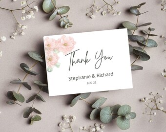 Modelo de cartão de agradecimento de casamento | Cartões de agradecimento de casamento | Cartões de agradecimento de casamento personalizados | Cartão de madrinha A100