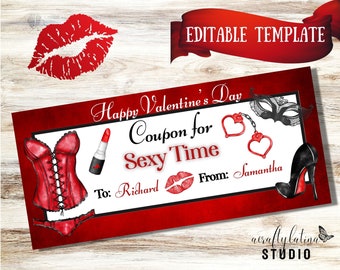 Gift Certificate Template Printable, Love Coupons, Valentine gift certificate, Editable Voucher, Last minute gift