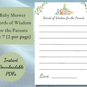 Words of Wisdom for the Parents Dinosaur Baby Shower, Dino Baby Shower Game, Gender Neutral Baby Shower, Baby Games