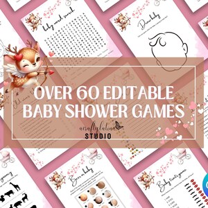 Un piccolo pacchetto di giochi per baby shower per innamorati, download immediato, gioco stampabile, disegna il bambino, modello per bambino, gioco modificabile, bambino di San Valentino