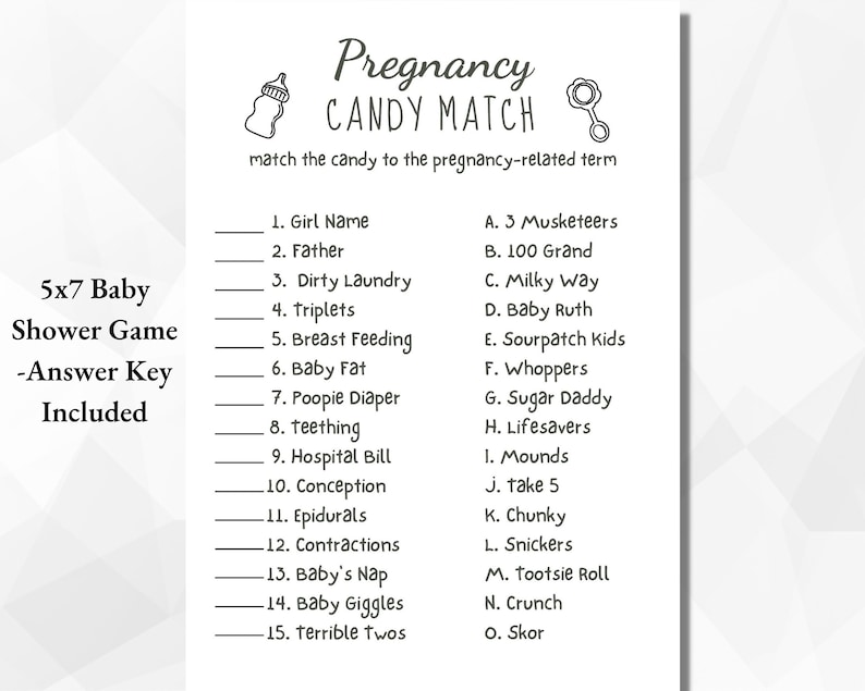 Pregnancy Candy Match Game, Pregnancy Candy Match Game Answers, Gender ...