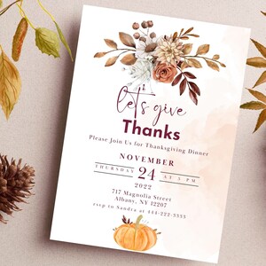 Thanksgiving Editable Invitation Template