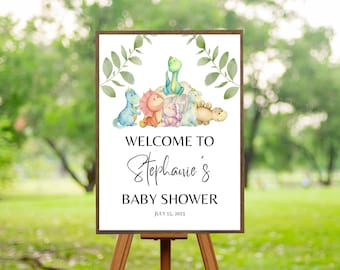 Dinosaur Baby Shower Welcome Sign, Editable Template (Digital Download)