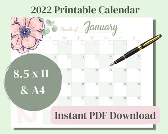 2022 calendar pdf etsy australia