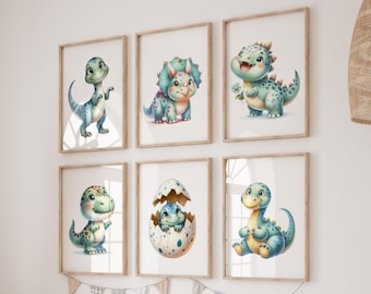 Dinosaur Nursery Prints, Dinosaur Wall Art, Dinosaur Nursery Decor, Bedroom Decor, Boys Room Wall Art, Kids Bedroom Décor, Dinosaur Bedroom