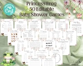 Princess Frog Baby Shower Games Bundle, Tiana Baby Shower, Editable Games, Green Frog Baby Shower Activities, Instant Download