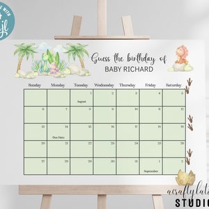 Baby Due Date Calendar Game, Baby Shower Game, Guess Babys Birth Date, Editable Baby Prediction, Due Date Game, Instant Download, Safari