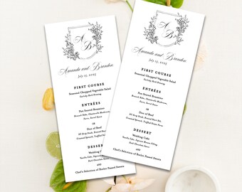 Personalized Wedding Menu Cards | Vintage Monogram, Dinner Stationery