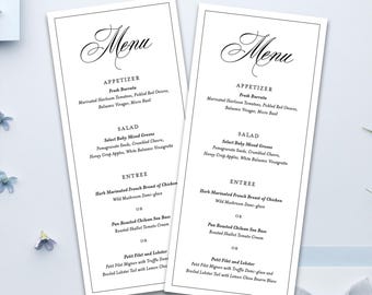 Personalized Wedding Menu Cards | Classic, Dinner Stationery