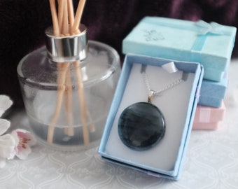 Abstract fused glass necklace