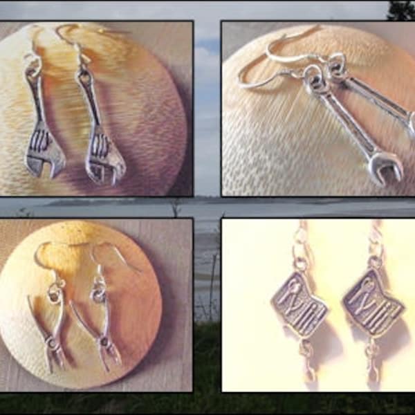 Boucles d'Oreilles Pour bricoleur : Clé Plate ou Pince ou clé à molettes ou trousse à outils