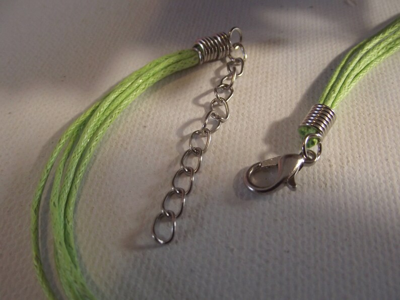 COLLIER Pendentif Parme Bleu ou vert anis cordon coton cadeau petit prix image 7