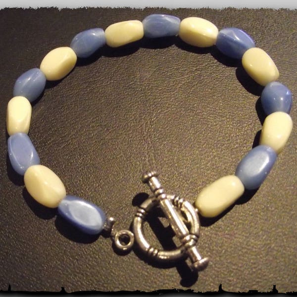 Bracelet Perles Bleu & Blanc Esprit marin 4 tailles au choix cadeau pour les amies