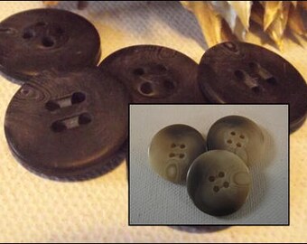 5 BUTTONS BEIGE beige or dark brown marbled 25 mm 1" 2.5 cm * 4 holes Button sewing coat jacket new sewing lot
