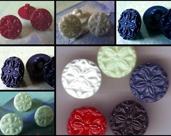 6 flower BUTTONS white, red, blue, green or black * foot * 11 mm 1.1 cm button haberdashery