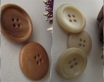 4 BUTTONS Beige 2 tones Classic 26 mm 1" 2.6 cm 4 button holes for jacket, coat, cape ...