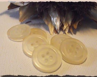 6 BOUTONS écru  Mat * 18 mm 1,8 cm 4 trous Button sewing neuf