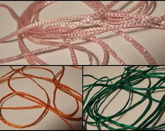 10 m cord flat braid soft brilliant 2 mm pink or Orange or green for sewing furniture decoration crafts creative embroidery