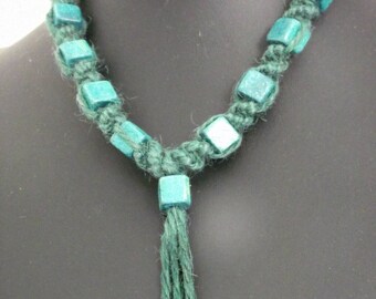 Fir Green macramé NECKLACE Choker or adjustable stretch necklace