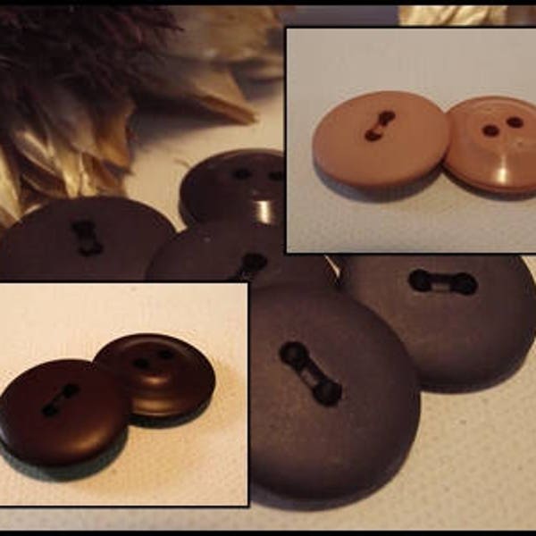 4 BUTTONS coral brown mahogany brown * 22 mm 2.2 cm * 2 holes * Button sewing new sewing lot