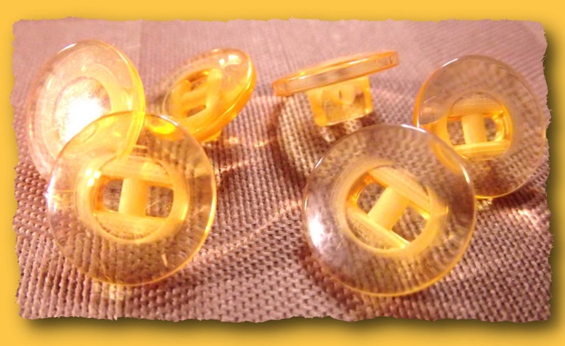 LOT 10 transparent yellow BUTTONS 14 mm 0.55 with 1.4 cm shank yellow button haberdashery image 1