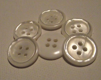 5 BOUTONS blanc aspect nacre * 17 mm 1,7 cm 4 trous