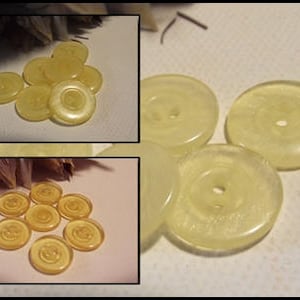 LOT 10 BUTTONS Transparent yellow 3 shades * 14 mm 2 holes 14 cm haberdashery button 0.55&quot;