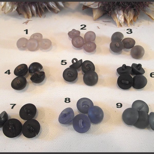 7 BOUTONS boule de gomme 14 mm Marron ou Gris ou Noir ou Bleu ou Vert * pied * 1/2 Sphère  1,4 cm button mercerie