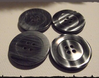 4 Gray BUTTONS * 26 mm 1" 2.6 cm 4 holes marble or mother-of-pearl look Gray Button sewing new