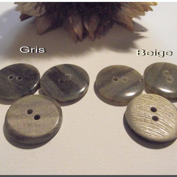 2 BEAUX BOUTONS Beige marron gris strié 2 tons au choix 28 mm 2,8 cm 2 trous beautiful button sewing 1,1 in