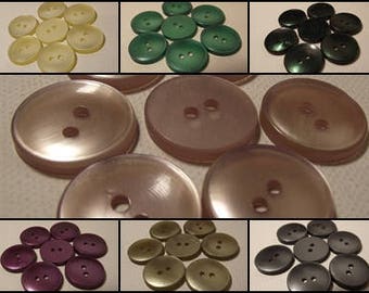 10 Translucent BUTTONS 18 mm Purple or Yellow or Brown or Pink or Green or Gray * 2 holes * 1.8 cm button