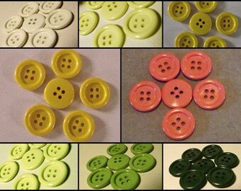 8 BOUTONS jaune vert blanc orange 8 tons au choix * 18 mm * 4 trous * 1,8 cm  yellow green white button mercerie