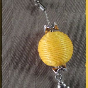 Bag charm Golden yellow ball and shell jewel zipper zip image 3