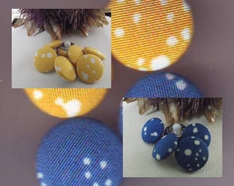 8 Boutons vintage Bleu ou Jaune à points blancs * 14 mm à queue 1,4 cm blue button mercerie 0,55"