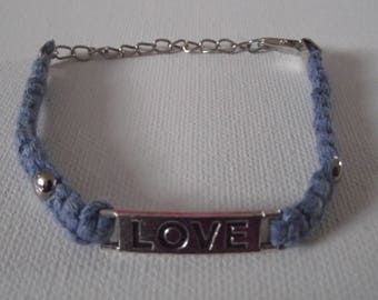 Bracelet enfant Love bleu Jean Taille réglable
