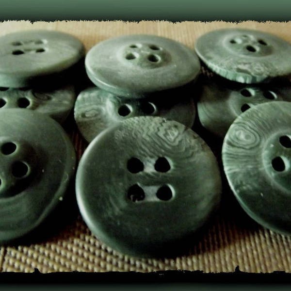 8 BOUTONS Vert KAKI Marbré 18 mm * 4 trous * 1,8 cm black button