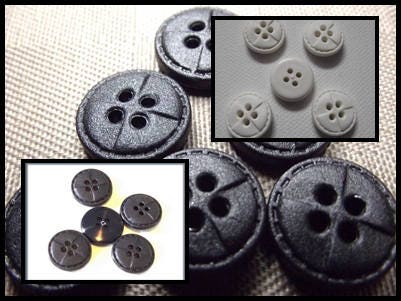 6 BUTTONS Black or matt white with decoration 14 mm 0.55" 4 holes * 1.4 cm black or white button