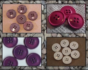 8 BOUTONS vintage Blanc cassé, rose, violet, marron au choix * 18 mm 4 trous 1,8 cm button mercerie