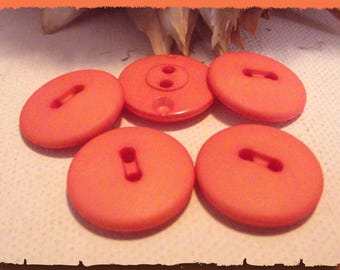 LOT 5 coral matte * 19 mm * 2 hole buttons * 1.9 cm * teal button 0.75 in