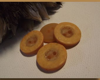 6 BOUTONS Orange Rouille ou Beige Texture rugueuse * 18 mm * 2 trous 1,8 cm